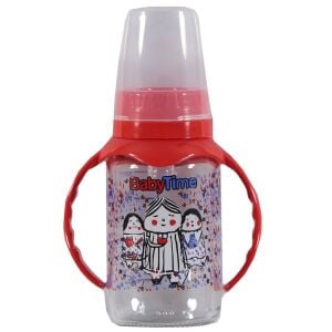 Baby Time Silikon Kiraz Uçlu Kulplu Cam Biberon 125 ml