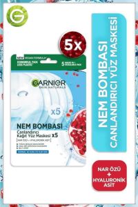 Garnier Nem Bombası Canlandırıcı Kağıt Yüz Maskesi 5'li