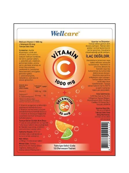 WELLCARE VITAMIN C SELENYUM 55 MCG 15 EFV TABLET
