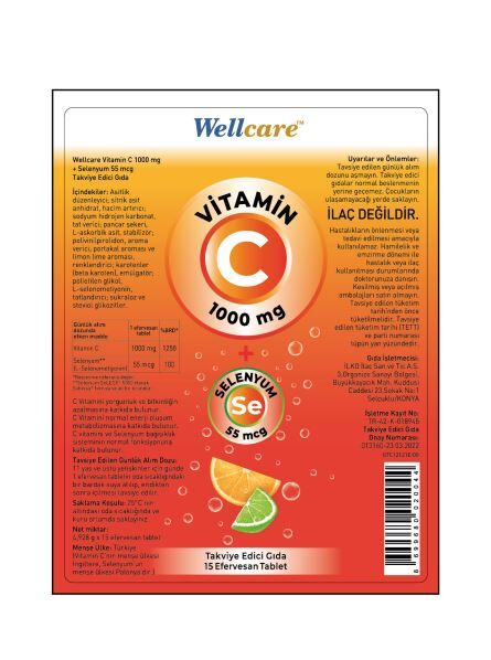 WELLCARE VITAMIN C SELENYUM 55 MCG 15 EFV TABLET