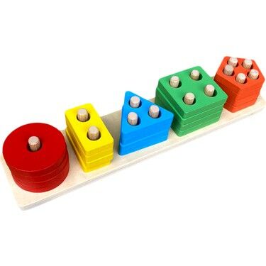Hamaha Wooden Toys HMH-055 Dikdörtgen 5'li Sütun Geometrik Şekil