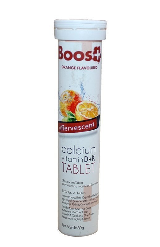 Boos+ Portakal Aromalı Kalsiyum+Vtamin D+K 20 Efervesan Tablet