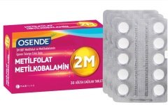 Osende 2M Metilkobalamin B12+Metilfolat Folik Asit 30 Tabet