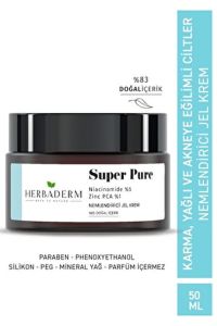 Herbaderm Super Pure Gözenek Sıkılaştırıcı ve Leke Karşıtı Nemlendirici Jel Krem 50 ml