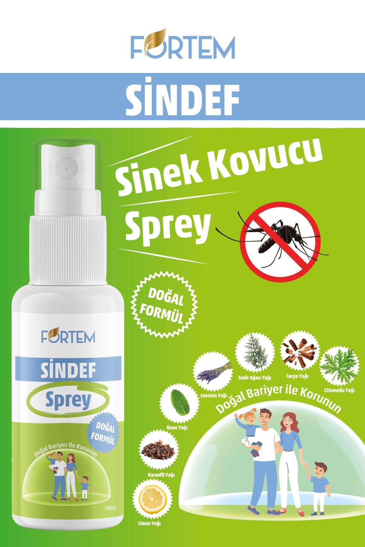 Fortem Sindef Sivrisinek Kene Karasinek Karşıtı Sprey 100 ml