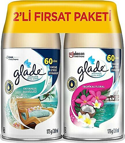 Glade Oda Kokusu Otomatik Sprey Paket - Okyanus Sessizliği + Tropikal Floral 269 ml 2 Yedek