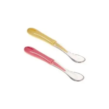 Bebedor Silikon Uçlu İkili Kaşık 4+ Ay - Pembe/Sarı