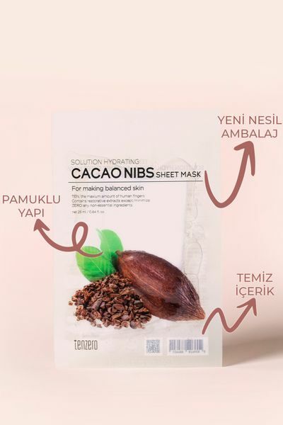 Tenzero Cilt Canlandırıcı Nemlendirici ve Dengeleyici Kakao Şeffaf Pamuk Maske 10'lu
