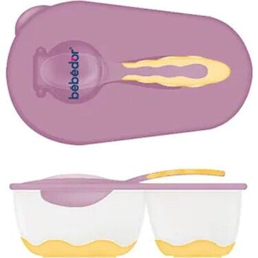 Bebedor 2 Bölmeli Tabak ve Kaşık Seti 6+ Ay Pembe