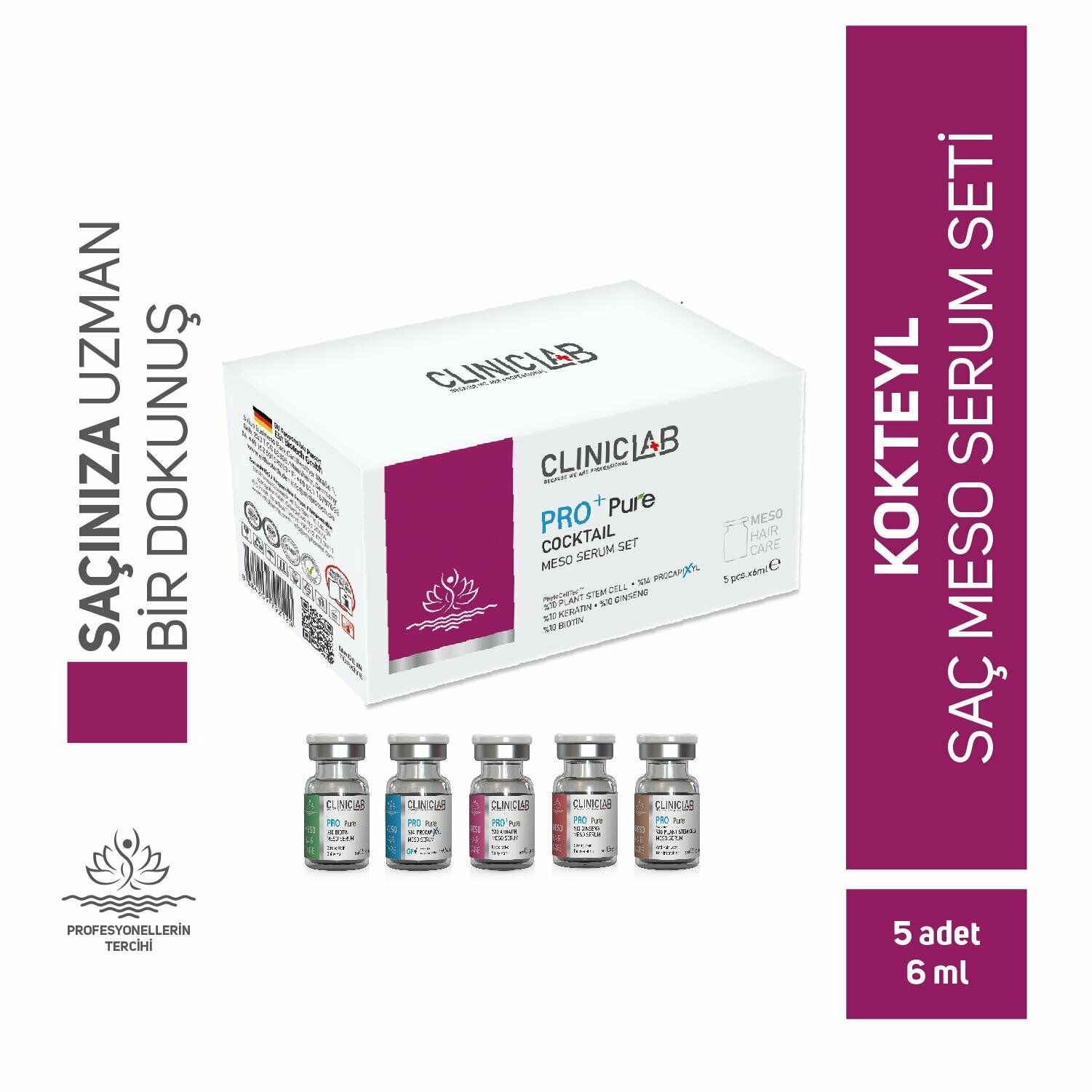 ClinicLab Pro+ Pure Cocktail Hair Care Meso Serum 6 ml 5'li