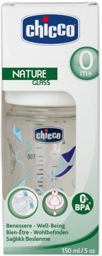 Chicco Nature Glass 150 ML - Cam Biberon Yeni Doğan -