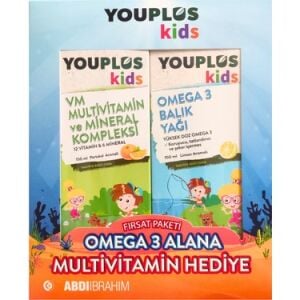 Youplus Kids Omega 3 Balık Yağı 150 ml + Kids VM 150 ml - Omega 3 Alana Multivitamin Hediye Etiketli
