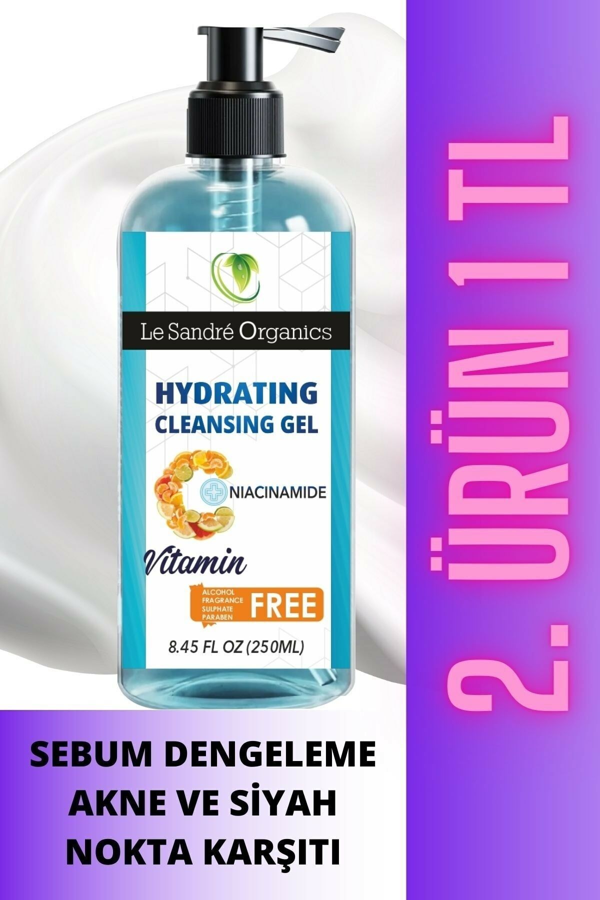 Le Sandre Organics Siyah Nokta ve Akne Karşıtı Yüz Temizleme Jeli 250 ml