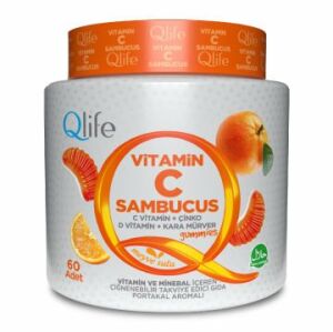 SKT:03/2023 Qlife Vitamin C Sambucus Gummies 60 Adet