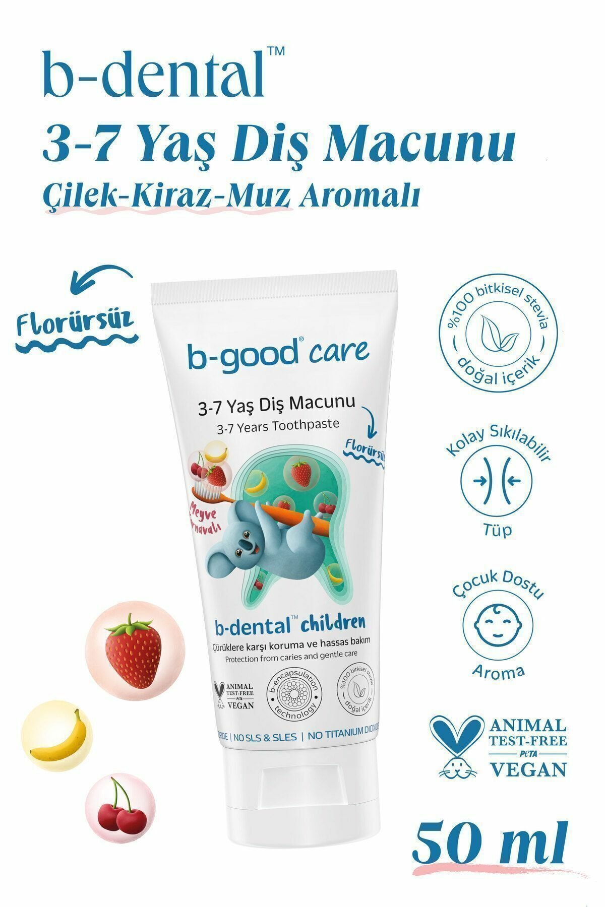 B-Good Care 3-7 Yaş Diş Macunu Florürsüz Meyve Karnavalı 50 ml 9 Adet
