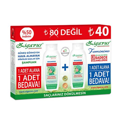 ZIGAVUS KAPALI SACLAR ICIN SAMP 250ML 1+1 KOFRE