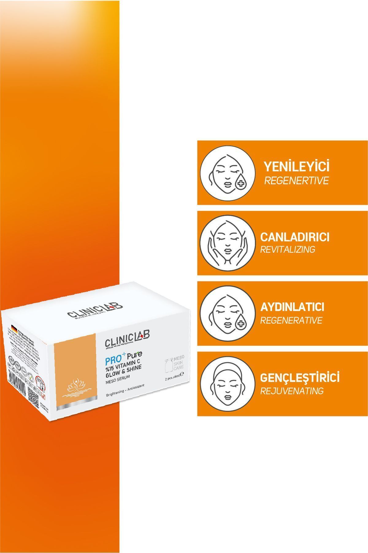 ClinicLab Pro+ Pure %15 Vitamin C Glowe & Shine Meso Serum 6 ml 2'li