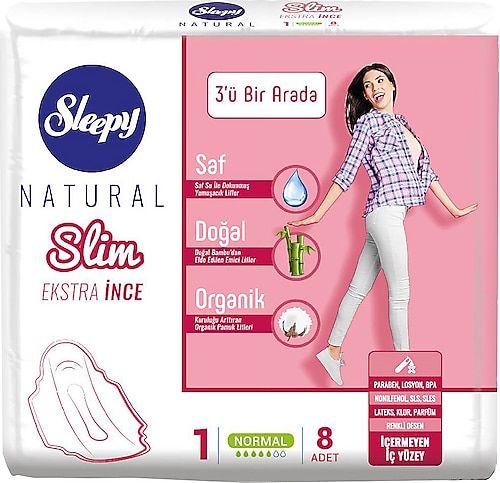 Sleepy Natural Slim Normal Hijyenik Ped 8'li