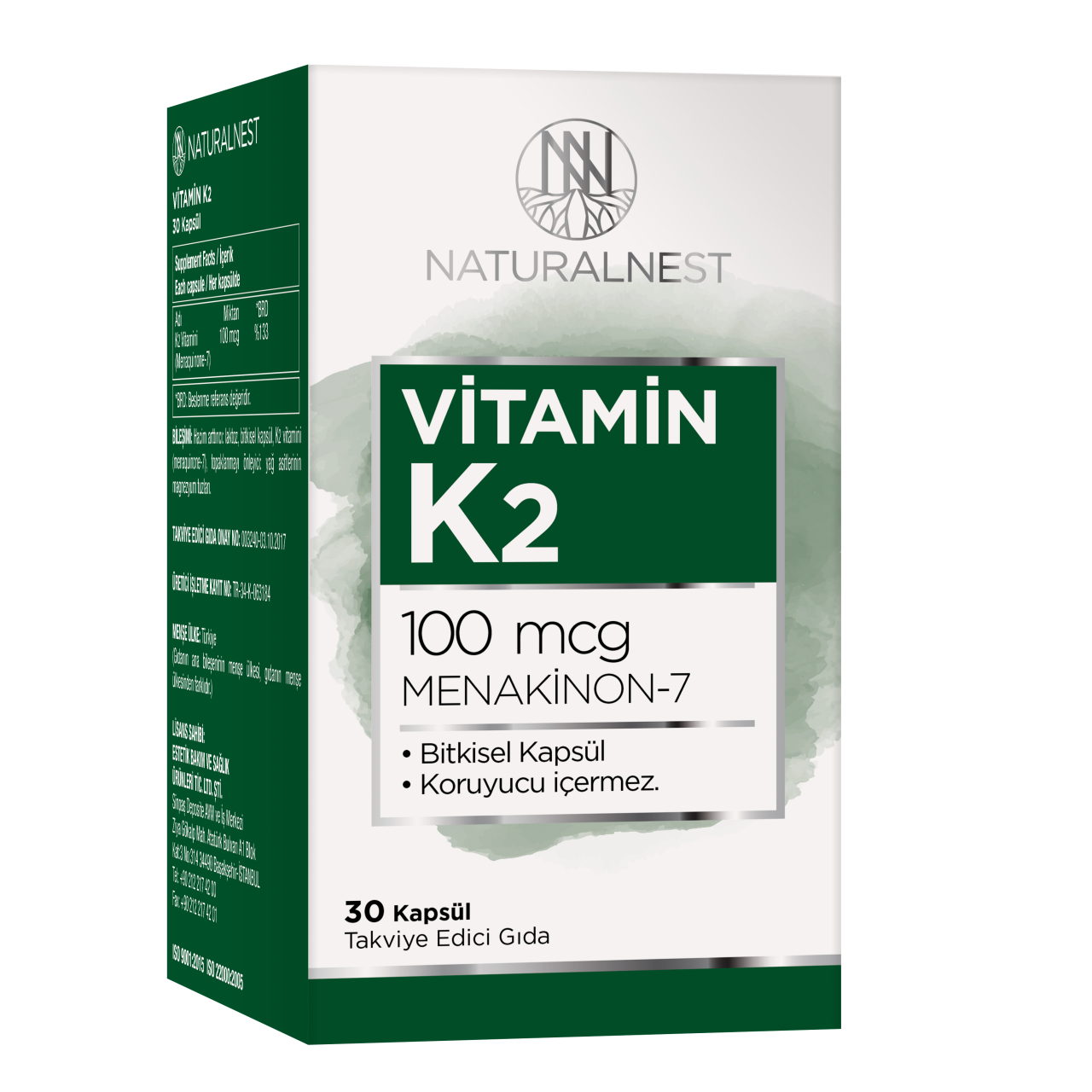 Natural Nest Vitamin K2 (Menaquinone-7) İçeren Takviye Edici Gıda 30 Kapsül