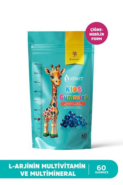 Atavit L-Arjinin Multivitamin ve Multiminaral Gummies Kids 60 Adet