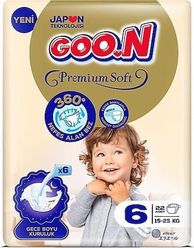 Goon Premium Soft Bebek Bezi Bant 6 Beden 22'li
