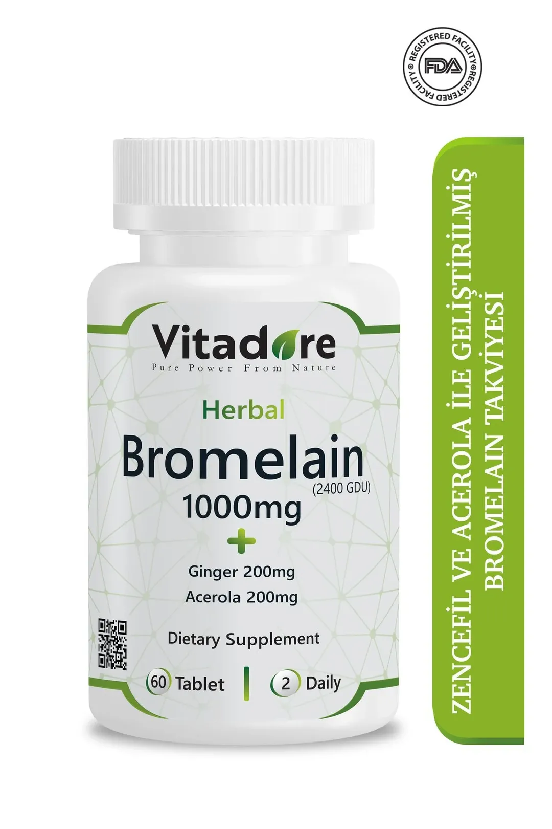 Vitadore Bromelain 1000 mg Ginger 200 mg ve Acerola 200 mg 60 Tablet