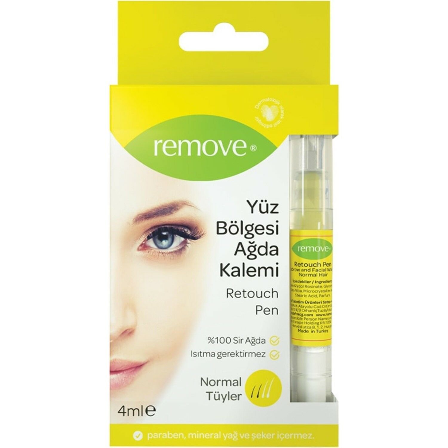 Remove Yüz Bölgesi İçin Sir Ağda Kalemi Normal Tüyler İçin 4 ml