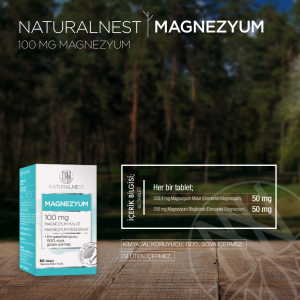 Natural Nest Magnezyum Malat Bisglisinat İçeren Takviye Edici Gıda 60 Tablet