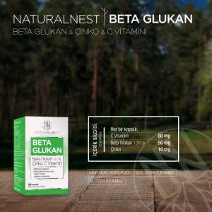 Natural Nest 1,3/1,6 Beta Glukan Çinko Vitamin C İçeren Takviye Edici Gıda 30 Kapsül