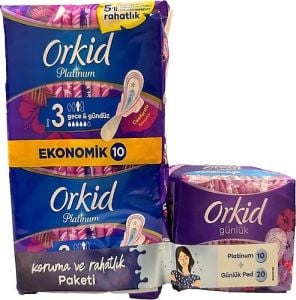 Orkid Platinum Koruma ve Rahatlık Paketi Platinum 10'lu + Günlük Ped 20'li - 2'li Set