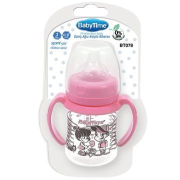 Babytime Geniş Ağız Kulplu Biberon 150ml 0-6 Ay BT078