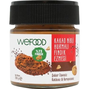 Wefood Kakao Nibli Hurmalı Fındık Ezmesi  200 gr