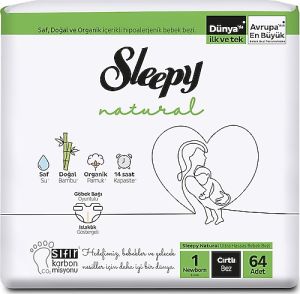 Sleepy Natural Yenidoğan Bebek Bezi 1 Beden 64'lü