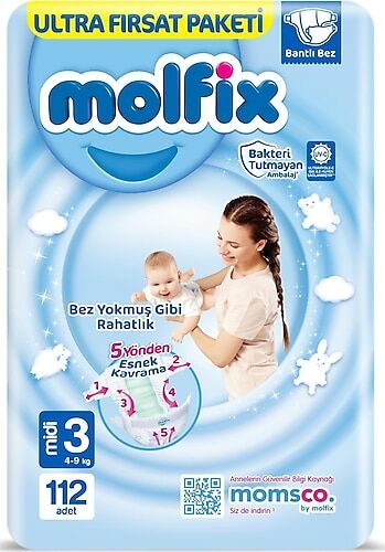 Molfix 3D Midi 3 Boy Bebek Bezi 112'li