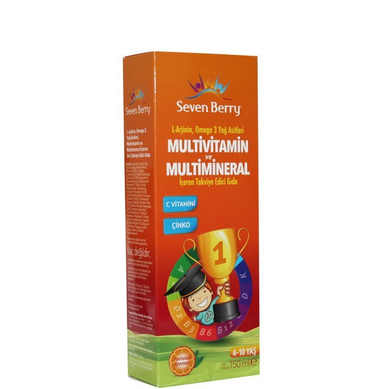 Seven Berry L Arginin&Omega 3 içeren Multivitamin Şurup Portakal Aromalı 150ml