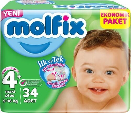 Molfix Bebek Bezi Maxi Plus 4+ 9-16 kg 34'lü