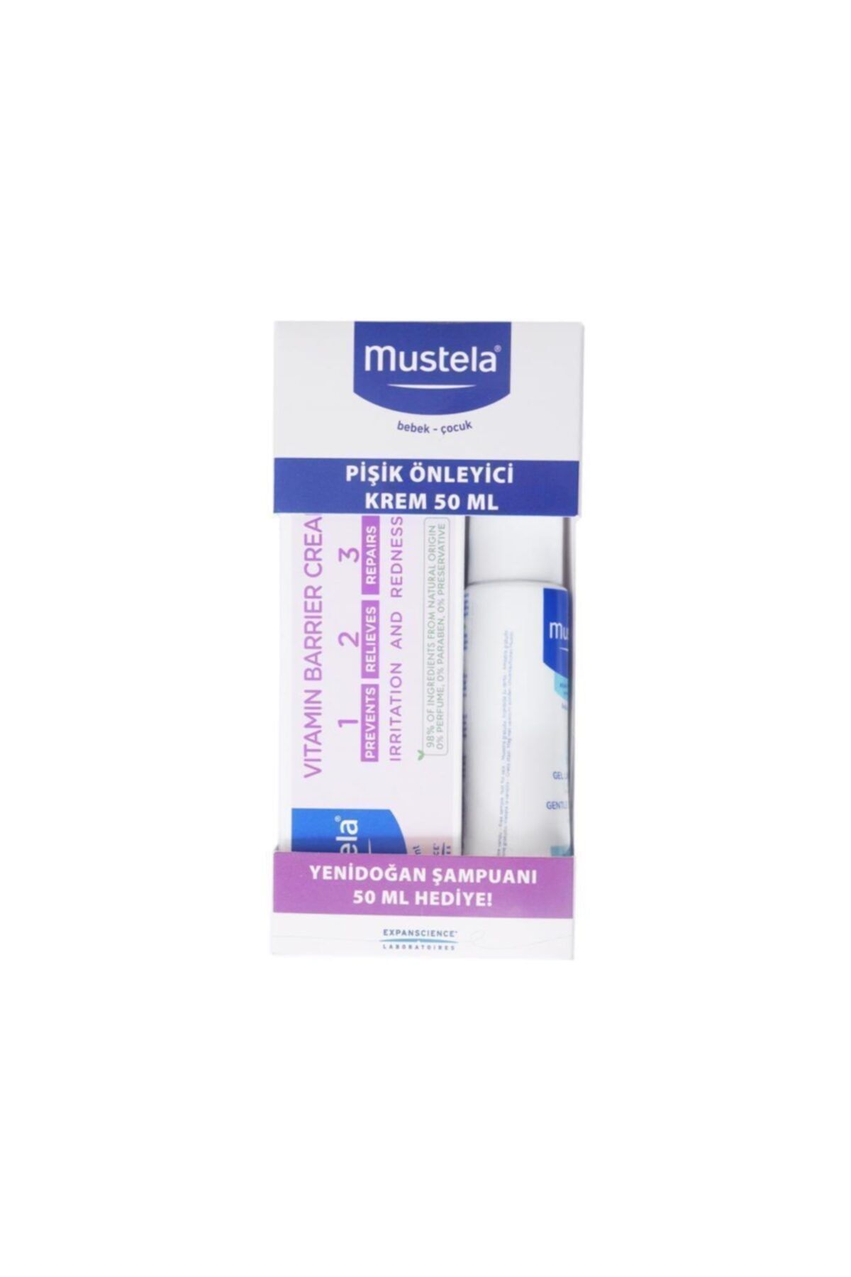Mustela Vitamin Barrier 1.2.3 Pişik Kremi 50 ml + Yenidoğan Şampuan 50 ml Hediye