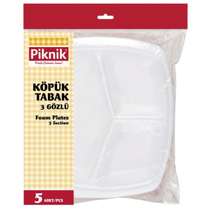 Piknik KullanAt Köpük Tabak 3 Göz 200'Lü 1982P