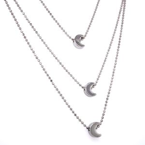 Hilal Figürlü Üçlü Zincir Kolye Gümüş