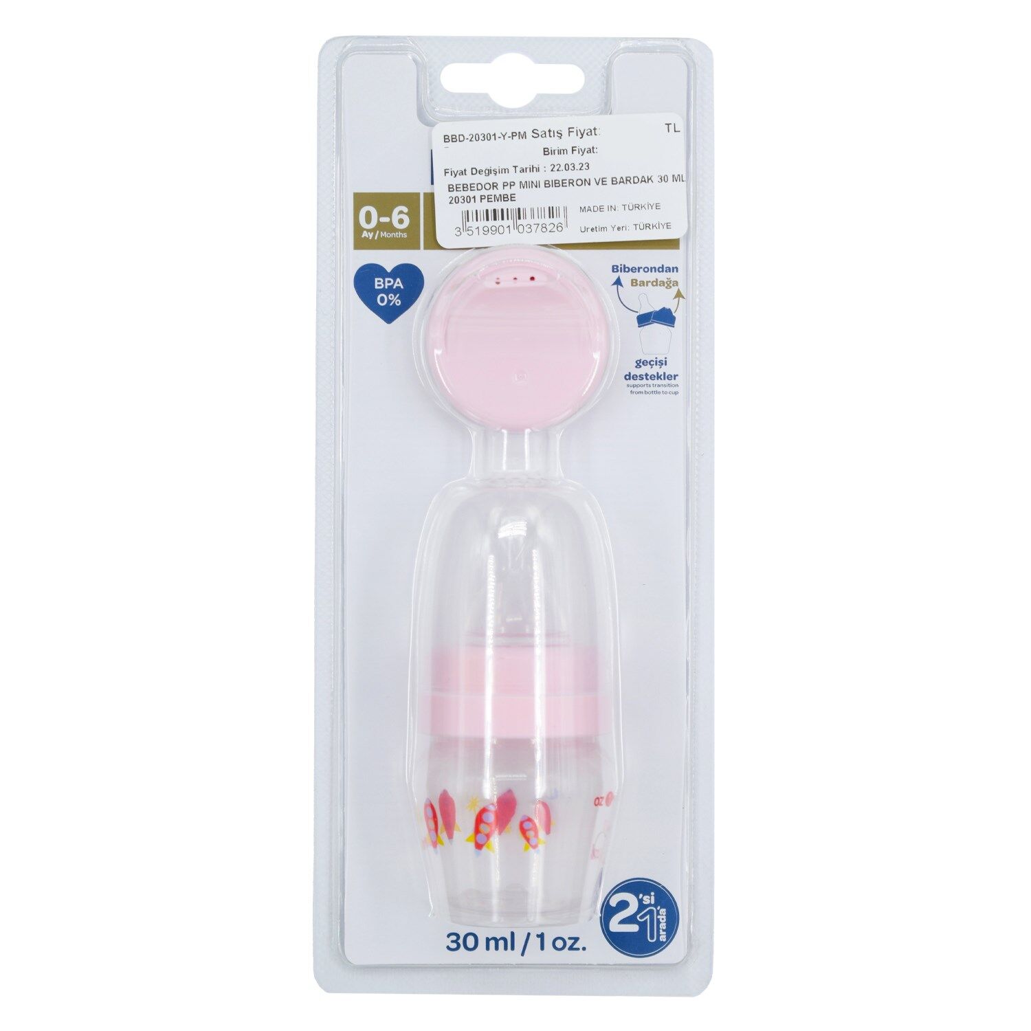 Bebedor PP Mini Biberon Bardak 30 ml Pembe 20301