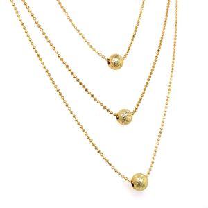 Top Figürlü Üçlü Zincir Kolye Gold