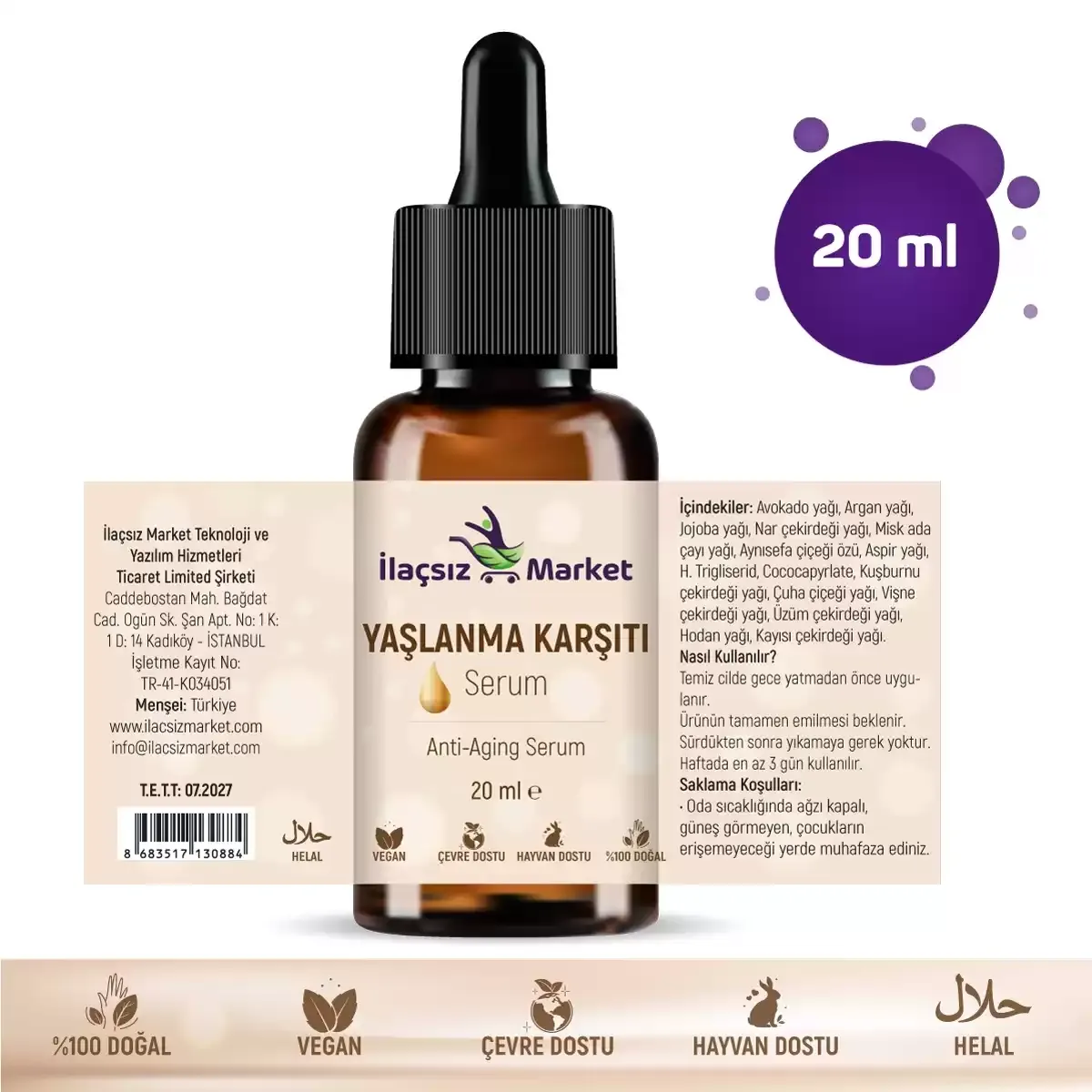 İlaçsız Market Yaşlanma Karşıtı Serum 20 ml