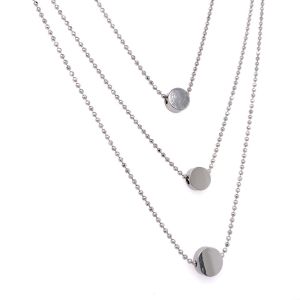 Daire Figürlü Üçlü Zincir Kolye Gümüş