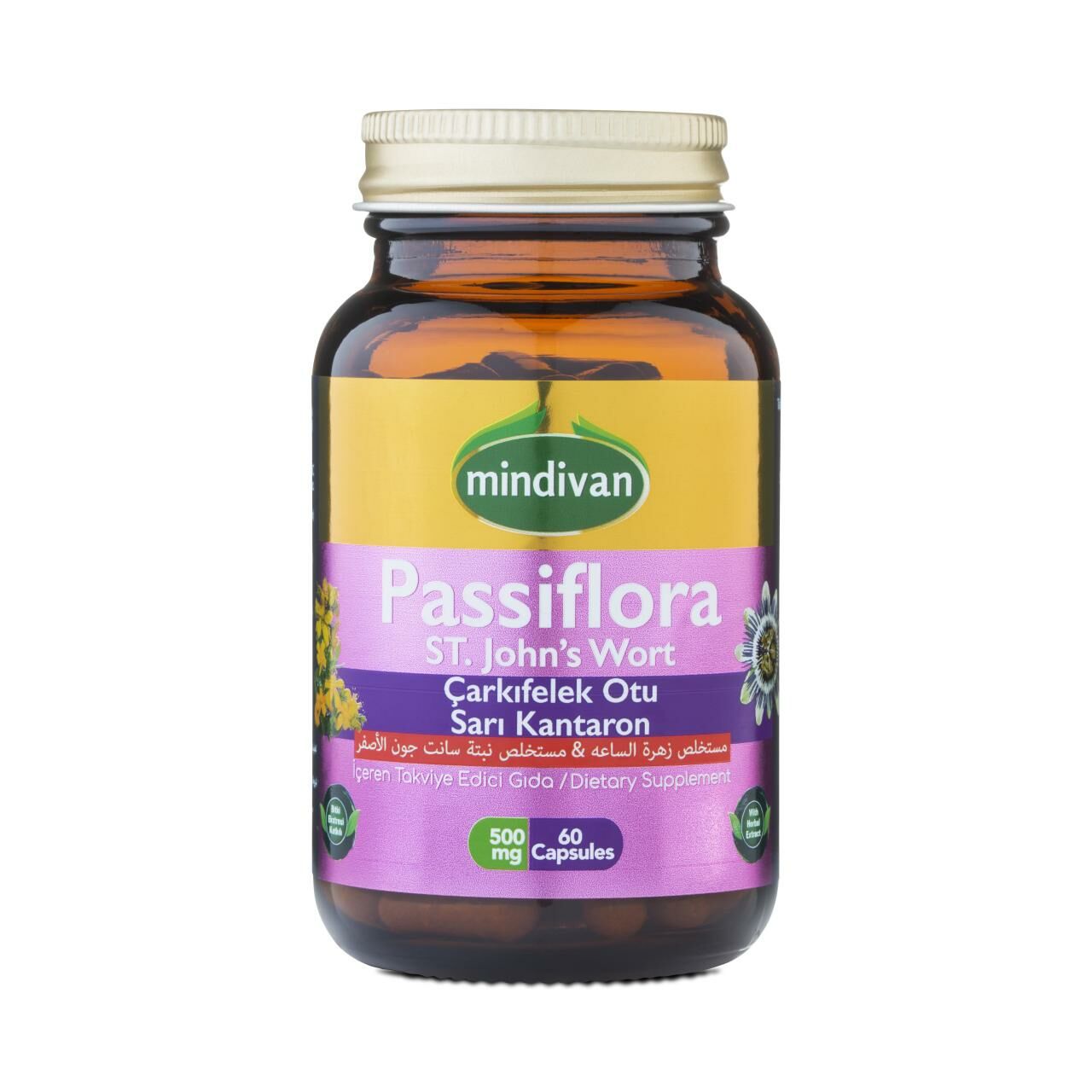 Mindivan Passiflora Çarkıfelek Otu Sarı Kantaron 500 mg 60 Kapsül