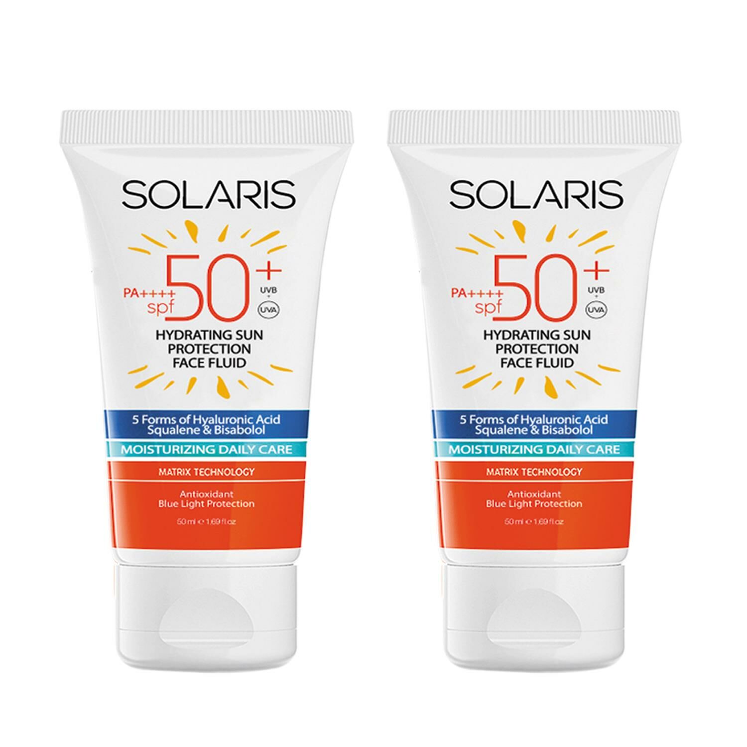 Solaris Tüm Cilt Tipleri İçin Nemlendirici Kolay Emilen Güneş Kremi SPF50+ 50 ml - 2 Adet