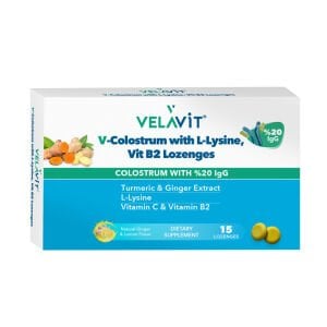 Velavit V-Colostrum Lozenges Zencefil ve Zerdeçal Pastil 15'li