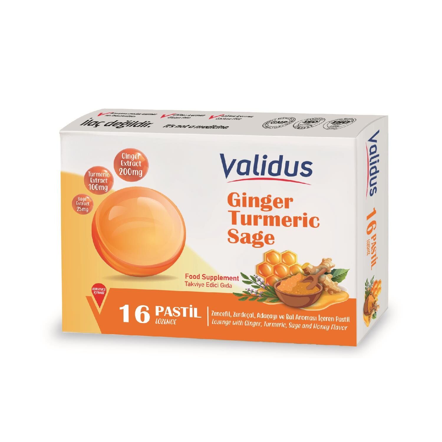 Validus Ginger Turmeric Sage Honey 16 Pastil