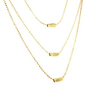 Dikdörtgen Figürlü Üçlü Zincir Kolye Gold