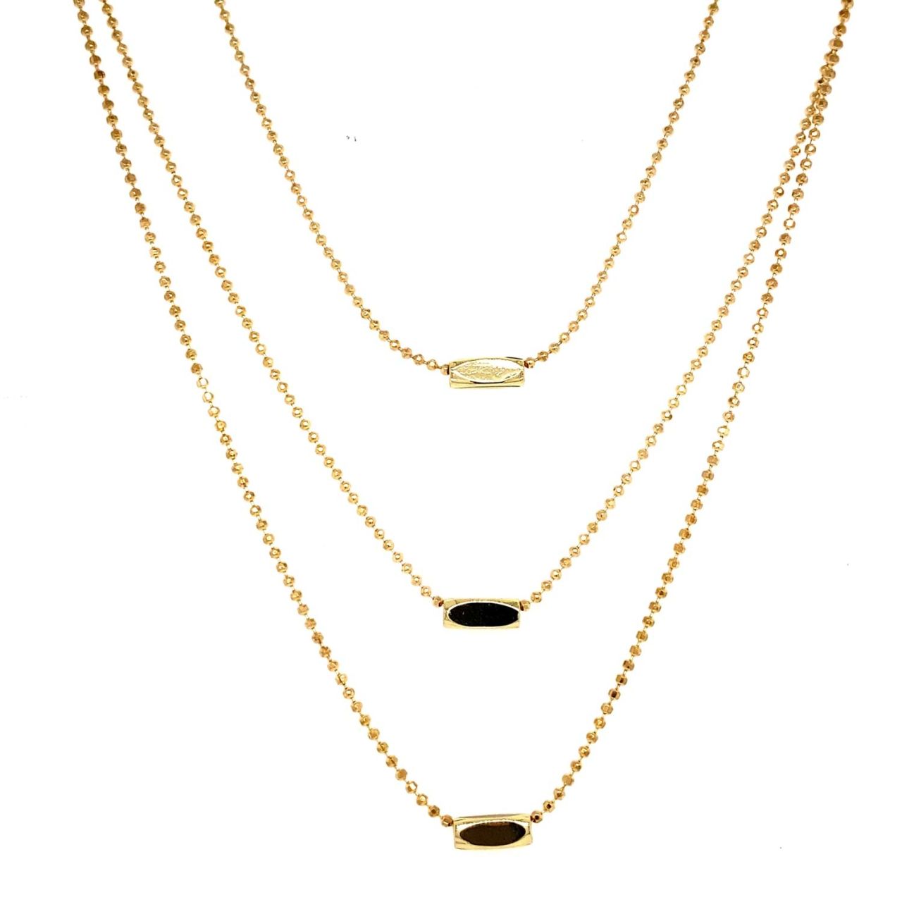 Dikdörtgen Figürlü Üçlü Zincir Kolye Gold