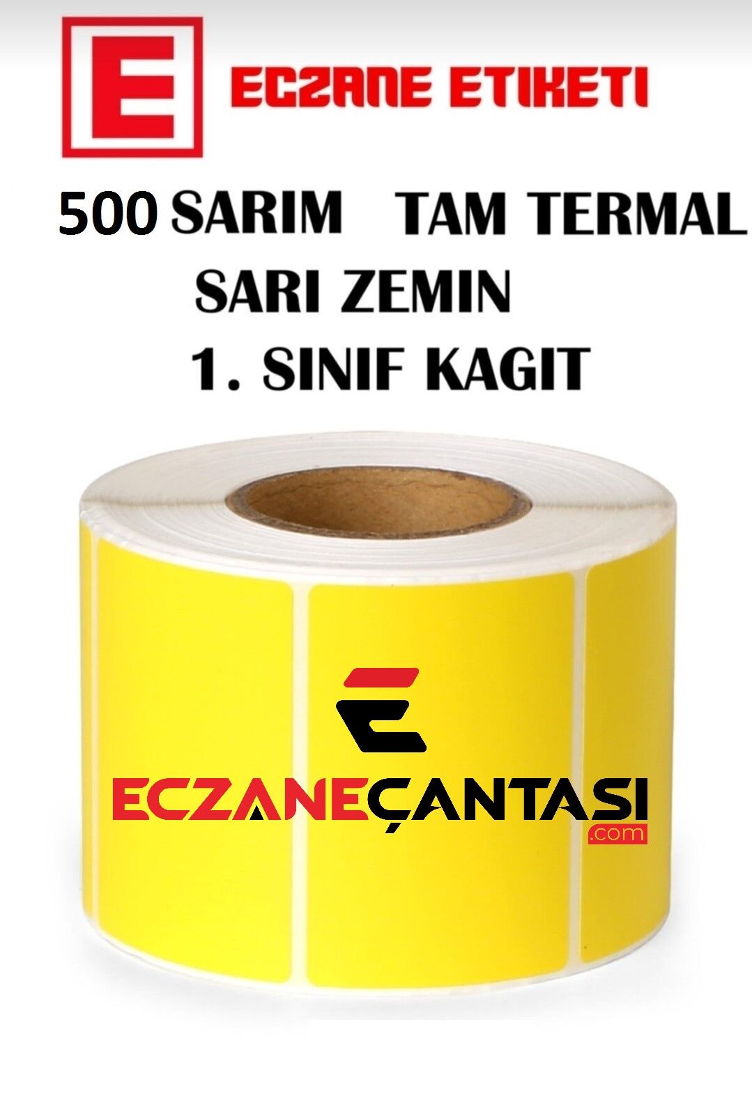 Eczane İlaç Tarif Etiketi Sarı Zeminli 40mm × 60mm 500 Adet